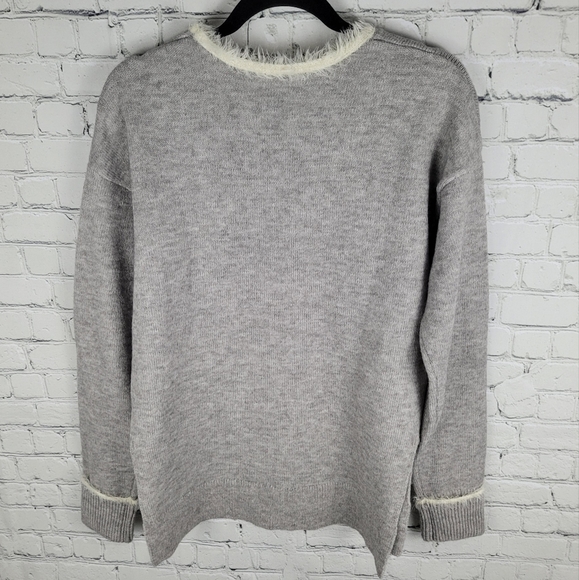 HEM & THREAD | v-neck long sleeve eyelash knit detail pullover sweater - Picture 4 of 8